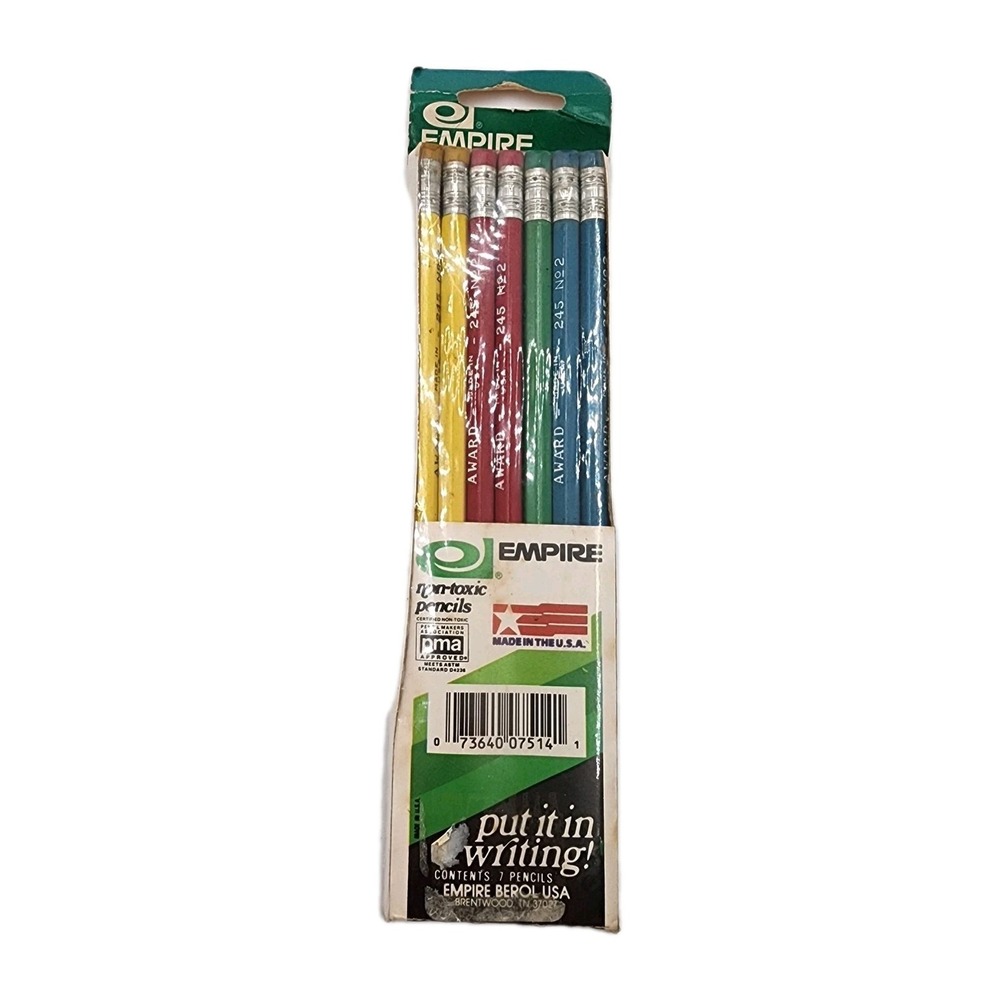 Vintage Empire Award No 2 Pencils 245 Pack Of 7 Non Toxic 4 Colors‎ 1980s New